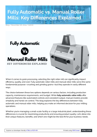 Fully Automatic vs. Manual Roller Mills: Key Differences Explained