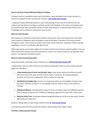 ACA-Cloud1 Exam Dumps PDF