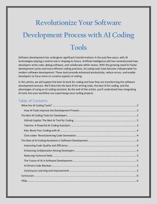 Revolutionize Your Software Development Process with AI Coding Tools