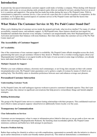 “What Makes The Customer Service At My Pre Paid Center Stand Out?”