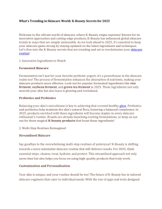 What's Trending in Skincare World K-Beauty Secrets for 2025