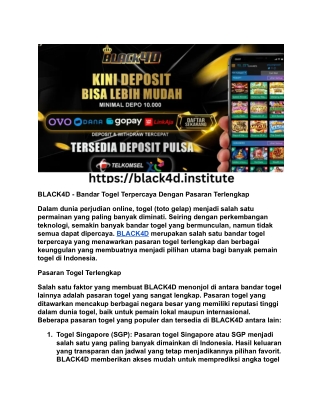 BLACK4D - Bandar Togel Terpercaya Dengan Pasaran Terlengkap
