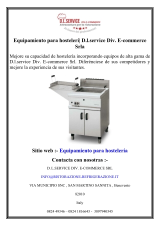 Equipamiento para hostelerí  D.l.service Div. E-commerce Srla