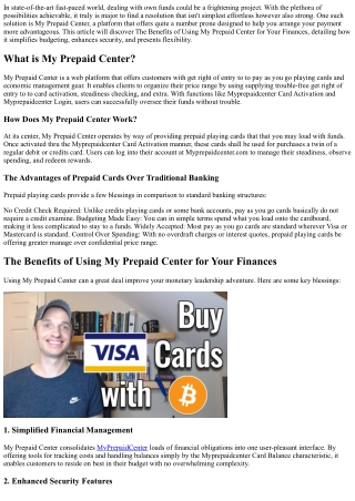 The Benefits of Using My Prepaid Center for Your Finances