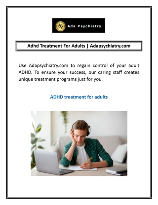 Adhd Treatment For Adults | Adapsychiatry.com