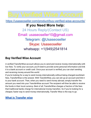 Buy Verified Wise Accounts