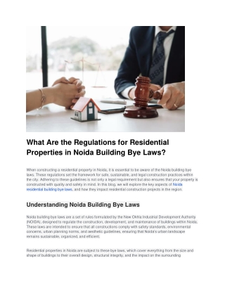 What Are the Regulations for Residential Properties in Noida Building Bye Laws?