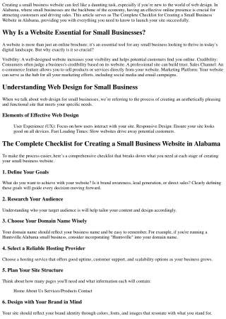 The Complete Checklist for Creating a Small Business Website in Alabama