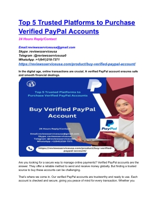 Top 5 Trusted Platforms to Purchase Verified PayPal Accounts,