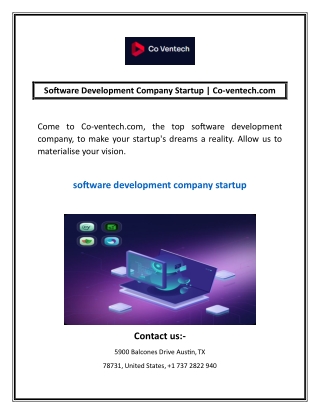 Software Development Company Startup | Co-ventech.com