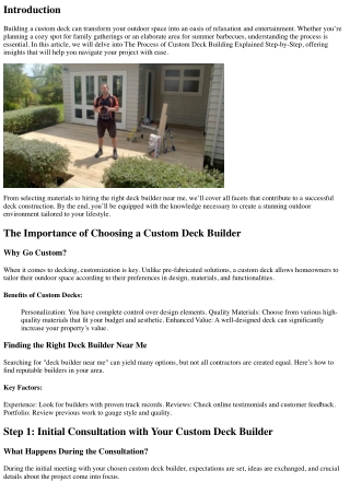 “The Process of Custom Deck Building Explained Step-by-Step”