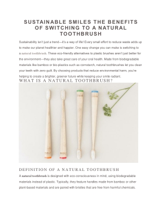 SUSTAINABLE SMILES THE BENEFITS OF SWITCHING TO A NATURAL TOOTHBRUSH