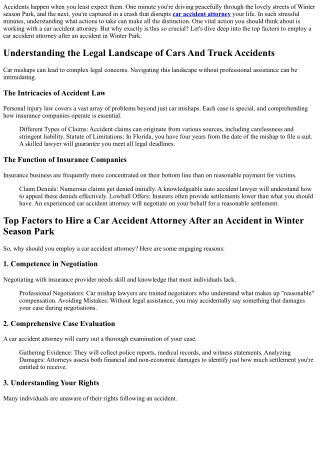 Top Factors to Employ a Car Accident Attorney After an Accident in Winter Season