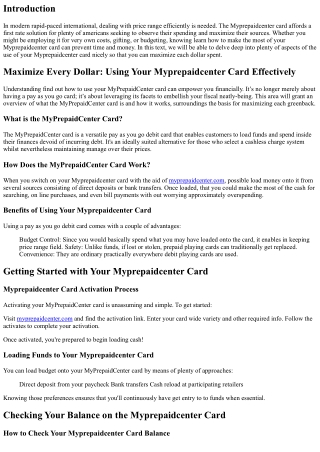 Maximize Every Dollar: Using Your Myprepaidcenter Card Effectively