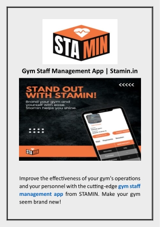 Gym Staff Management App  Stamin.in