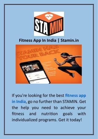 Fitness App In India  Stamin.in