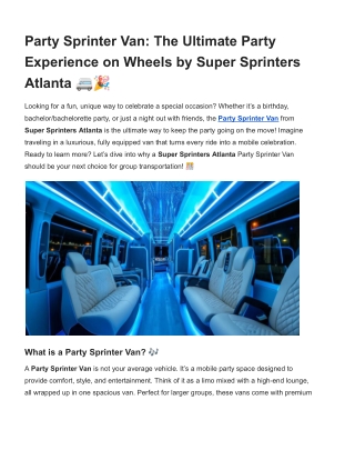 Party Sprinter Van