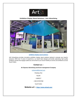 Exhibition Display Stand Solutions | Artx Advertising