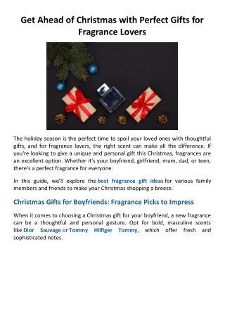 Get Ahead of Christmas with Perfect Gifts for Fragrance Lovers