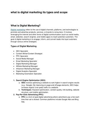 digital marketing and its types and scope