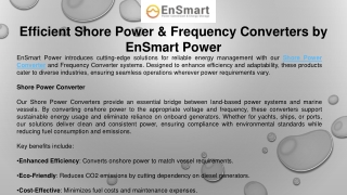 Efficient Shore Power & Frequency Converters by EnSmart Power
