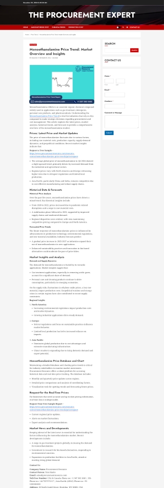 Monoethanolamine Price Trend
