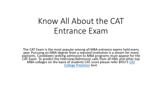 Know All About the CAT Entrance Exam