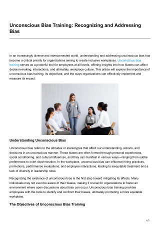 Unconscious Bias Training Recognizing and Addressing Bias
