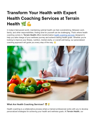Health Coaching Services