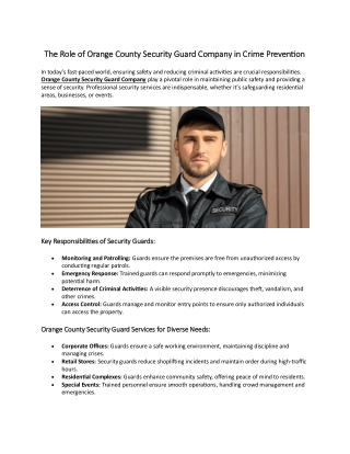 The Role of Orange County Security Guard Company in Crime Prevention