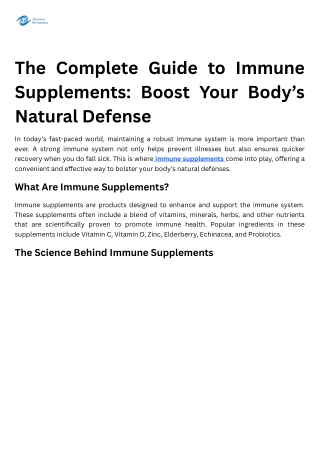 The Complete Guide to Immune Supplements: Boost Your Body’s Natural Defense