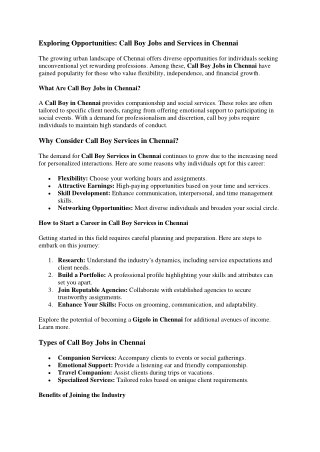 Gigolo website Chennai