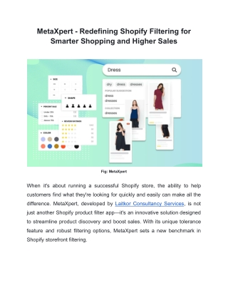 MetaXpert - Redefining Shopify Filtering for Smarter Shopping and Higher Sales