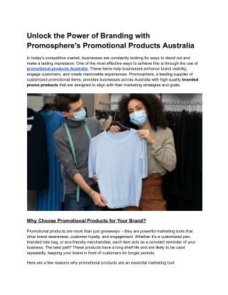 Unlock the Power of Branding with Promosphere's Promotional Products Australia