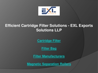 Efficient Cartridge Filter Solutions - EXL Exports Solutions LLP