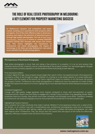 The Role of Real Estate Photography in Melbourne A Key Element for Property Marketing Success