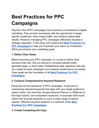 Best Practices for PPC Campaigns