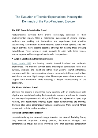 The Evolution of Traveler Expectations Meeting the Demands of the Post-Pandemic Explorer
