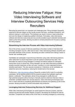Reducing Interview Fatigue_ How Video Interviewing Software and Interview Outsourcing Services Help Recruiters