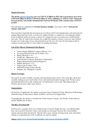 Soybean Oil Market Size, Share, Future Growth, 2032