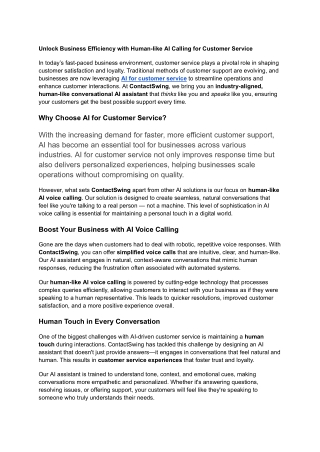 Unlock Business Efficiency with Human-like AI Calling for Customer Service