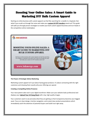 Boosting Your Online Sales: A Smart Guide to Marketing DTF Bulk Custom Apparel