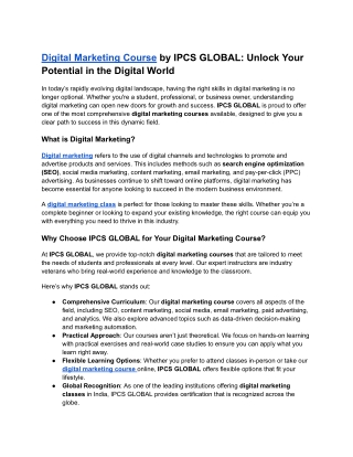 Digital marketing course by IPCS GLOBAL