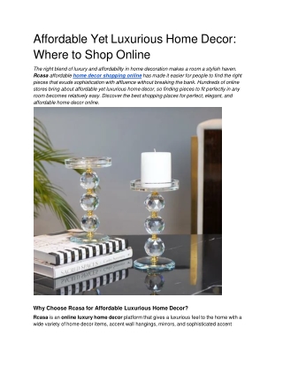 Affordable Yet Luxurious Home Decor_ Where to Shop Online
