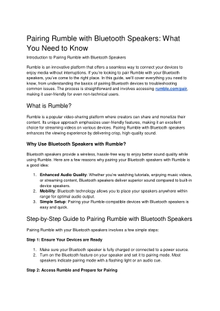 Pairing Rumble with Bluetooth Speakers_ What You Need to Know