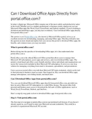 Can I Download Office Apps Directly from portal