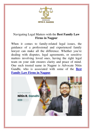 Navigating Legal Matters with the Best Family Law Firms in Nagpur