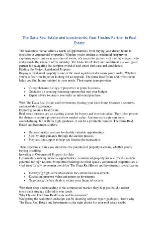 The Dana Real Estate and Investments