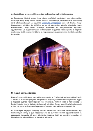 A növekedés és az innováció ünneplése_ az Euroshow gyárnyitó ünnepsége