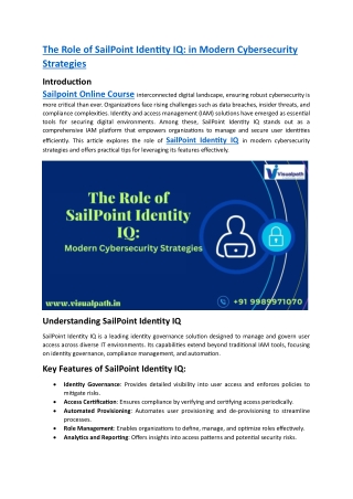 Sailpoint Identity IQ Course Online | Sailpoint Online Course